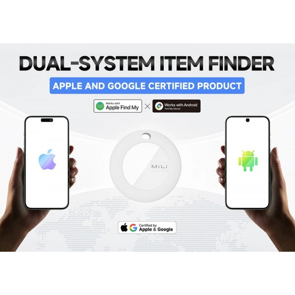 MILI κουδούνι ποδηλάτου με smart tag MiTag Duo, iOS & Android, Bluetooth tracker, μαύρο/λευκό
