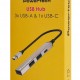 POWERTECH USB hub PT-1413, 4x θυρών, USB 3.2, 5Gbps, USB σύνδεση, γκρι