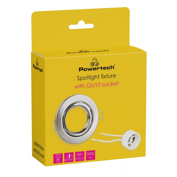 POWERTECH μεταλλικό πλαίσιο spot & ντουί GU10-003, χωνευτό, 81x31.5mm - Φωτισμός