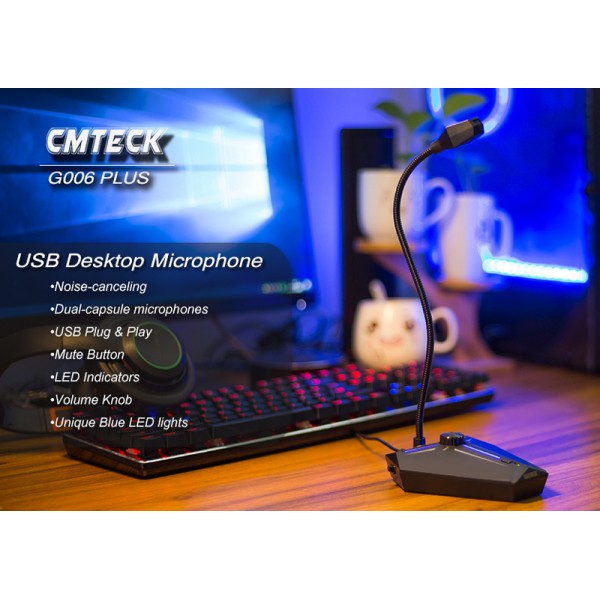 CMTECK επιτραπέζιο μικρόφωνο G006Plus με εύκαμπτο βραχίονα, omnidirectional, USB, μαύρο - Σύγκριση Προϊόντων