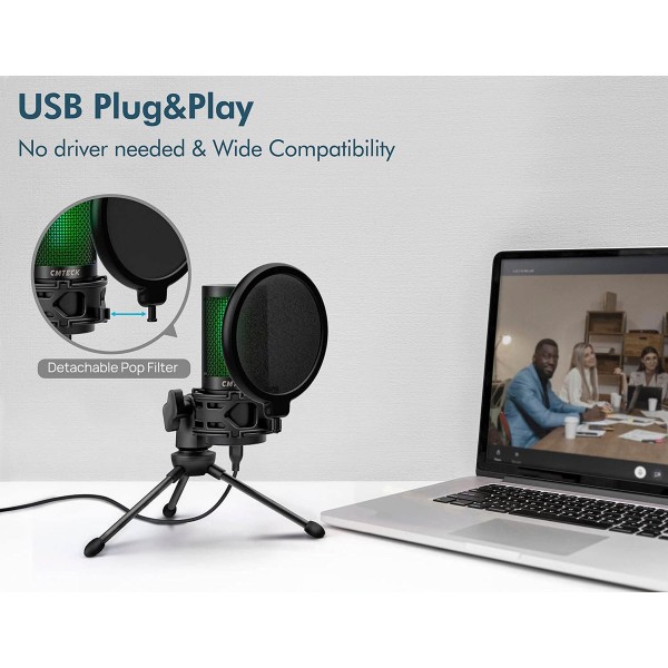 CMTECK επιτραπέζιο μικρόφωνο XM550 με pop φίλτρο, καρδιοειδές, USB, μαύρο - Σύγκριση Προϊόντων