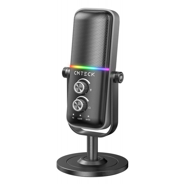 CMTECK επιτραπέζιο μικρόφωνο XM600, omnidirectional/καρδιοειδές, USB, RGB LED, μαύρο - PC & Περιφερειακά & Αναβάθμιση
