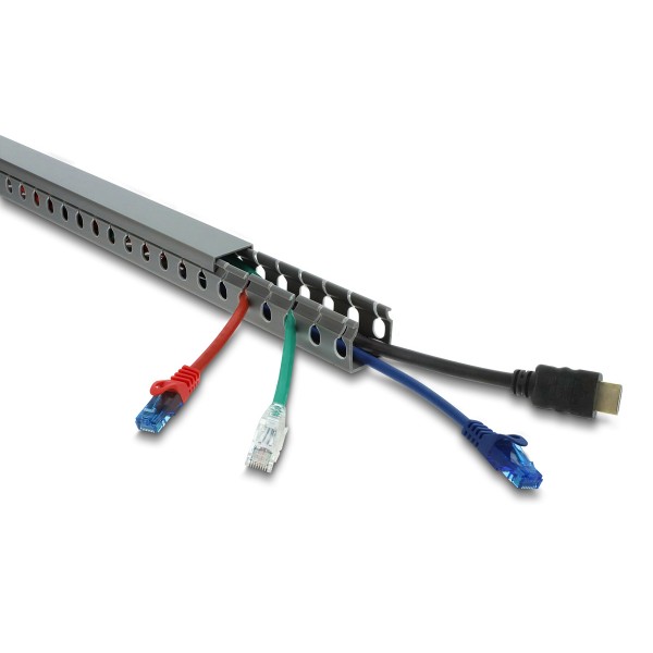 DELOCK cable management 22028, πλαστικό, 30x30mm, 1m, γκρι - Τακτοποίηση Καλωδίων