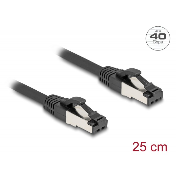 DELOCK καλώδιο δικτύου 80566, CAT 8.1 S/FTP, copper, 2000MHz, 0.25m, μαύρο - Δίκτυο