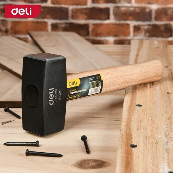 DELI βαριοπούλα DL448010 με ξύλινη λαβή, 1000gr, 270mm - DELI