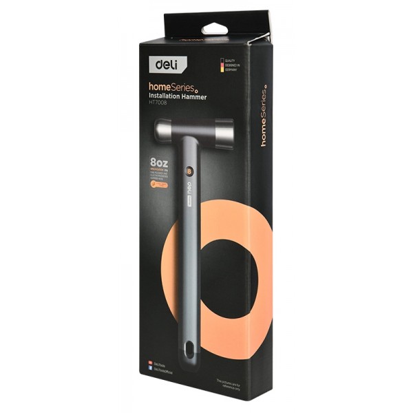 DELI σφυρί μπάλας HT7008 με αντιολισθητική λαβή, 250gr, 245mm, γκρι/μαύρο