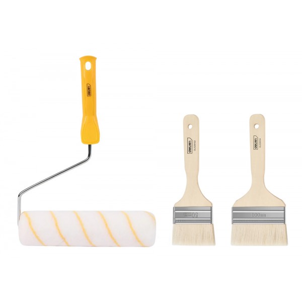 DELI σετ βαφής DL528003, ρολό με λαβή/2x πινέλα, 230mm, 50/100mm, 3τμχ - DELI