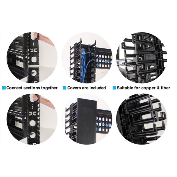POWERTECH cable managment για rack NETW-0006, 23 θέσεων, πλαστικό, 2τμχ