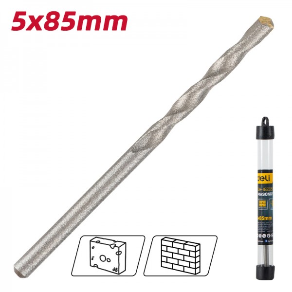 DELI τρυπάνι DH-JGZ050-E1 για τοίχο, 40Cr YG6, 5x85mm, κυλινδρικό - DELI