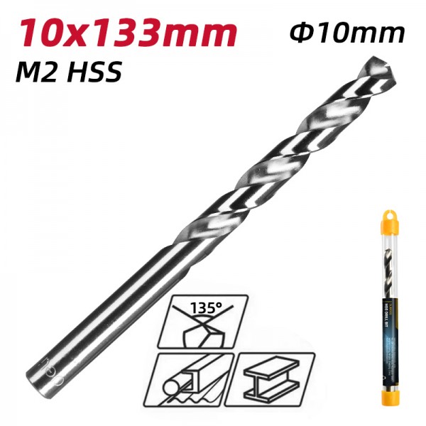 DELI τρυπάνι DL16100G για μέταλλο, M2 HSS, 10x133mm, κυλινδρικό - DELI