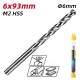 DELI τρυπάνι DL16060G για μέταλλο, M2 HSS, 6x93mm, κυλινδρικό