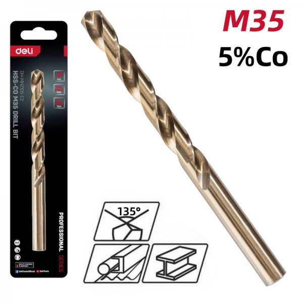DELI τρυπάνι DH-MHZ100-E2 για μέταλλο, M35 HSS 5% κοβαλτίου, DIN 388, 10x133mm, κυλινδρικό - DELI