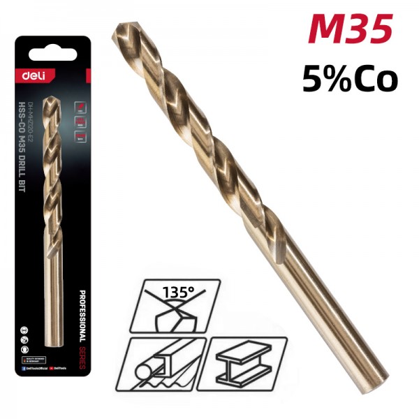DELI τρυπάνι DH-MHZ120-E2 για μέταλλο, M35 HSS 5% κοβαλτίου, DIN 388, 12x151mm, κυλινδρικό - DELI