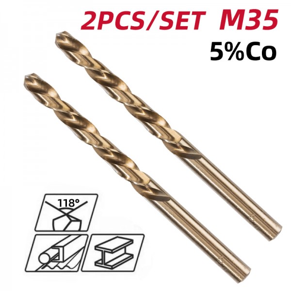 DELI σετ τρυπάνια DH-MHZ020-E2 για μέταλλο, M35 HSS 5% κοβαλτίου, DIN 388, 2x49mm, κυλινδρικό, 2τμχ - DELI