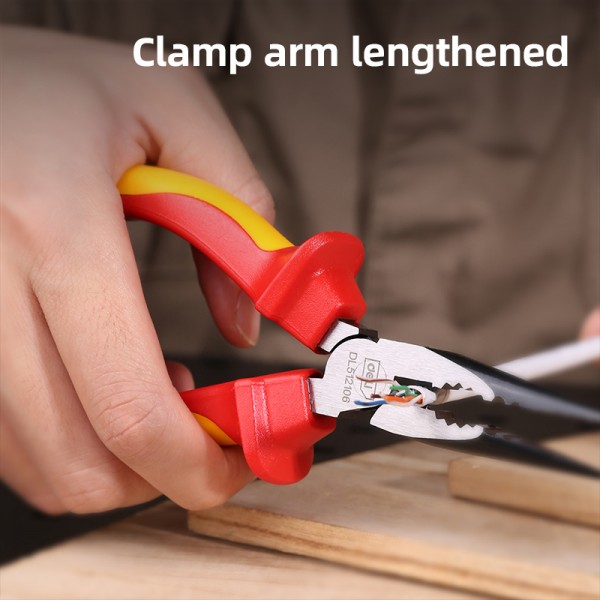 DELI μυτοτσίμπιδο ίσιο ηλεκτρολόγου DL512106 με αντιολισθητικές λαβές, VDE 1000V, 160mm - Πένσες