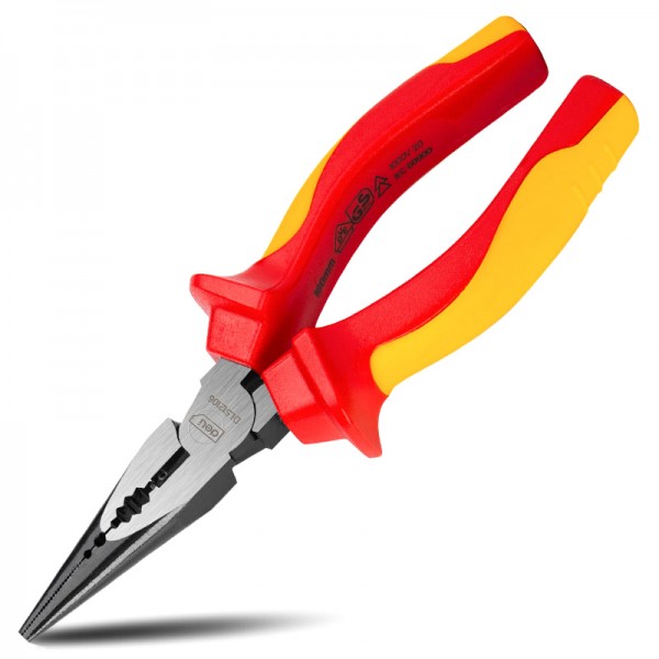 DELI μυτοτσίμπιδο ίσιο ηλεκτρολόγου DL512106 με αντιολισθητικές λαβές, VDE 1000V, 160mm - Πένσες