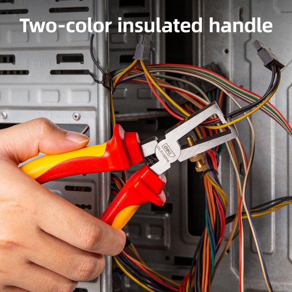 DELI απογυμνωτής καλωδίων ηλεκτρολόγου DL515006, αντιολισθητικές λαβές, ρυθμιζόμενος, VDE 1000V, 160mm - Πένσες