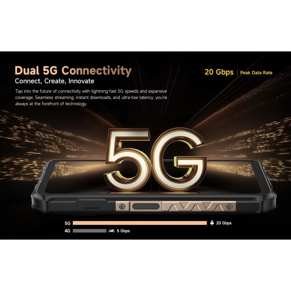 ULEFONE smartphone Armor X16 Pro, 6.56", 8/256GB, 5G, 10360mAh, IP68/IP69K/MIL-STD-810H, μαύρο