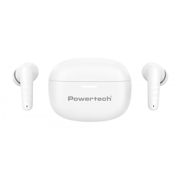 POWERTECH earphones με θήκη φόρτισης PT-1432, True Wireless, 35/300mAh, λευκά - Ακουστικά - Bluetooth