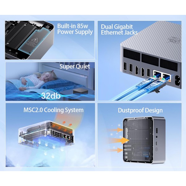 BEELINK mini PC EQR6, AMD Ryzen 7 6800U, 32GB, 500GB M.2, Windows 11 Pro BEELINK mini PC EQR6, AMD Ryzen 7 6800U, 32GB, 500GB M.2, Windows 11 Pro