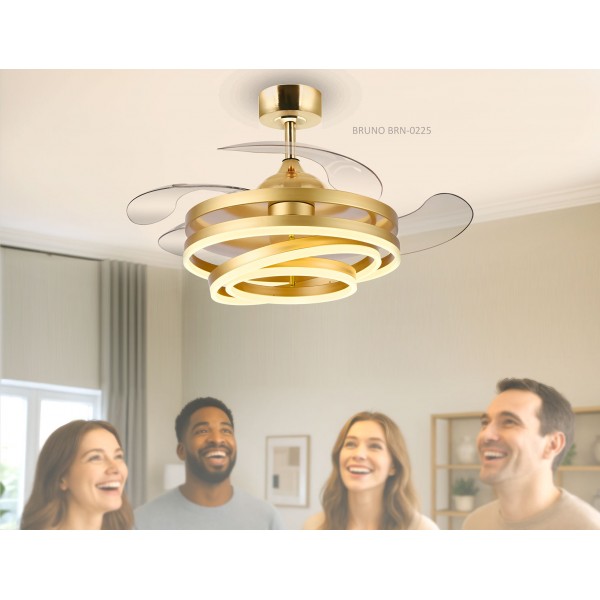 BRUNO BRN-0225 Ανεμιστήρας οροφής με LED φως, AC 122W, 42", O107x47εκ., χρυσός
