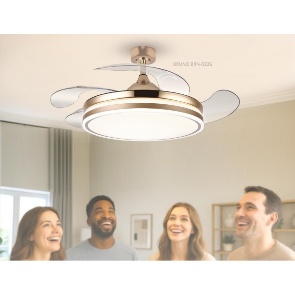 BRUNO BRN-0226 Ανεμιστήρας οροφής με LED φως, AC 82W, 42", O107x47εκ., χρυσός