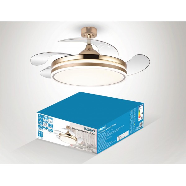 BRUNO BRN-0226 Ανεμιστήρας οροφής με LED φως, AC 82W, 42", O107x47εκ., χρυσός