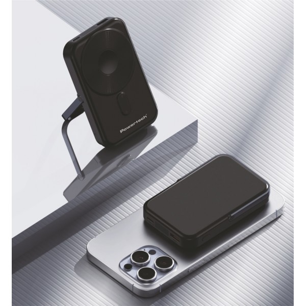 POWERTECH power bank με οθόνη PT-1416, 10000mah, magnetic wireless, 22.5W, μαύρο - Mobile