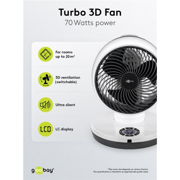 GOOBAY ανεμιστήρας δαπέδου 59515 με χειριστήριο, 23cm, 70W, λευκός