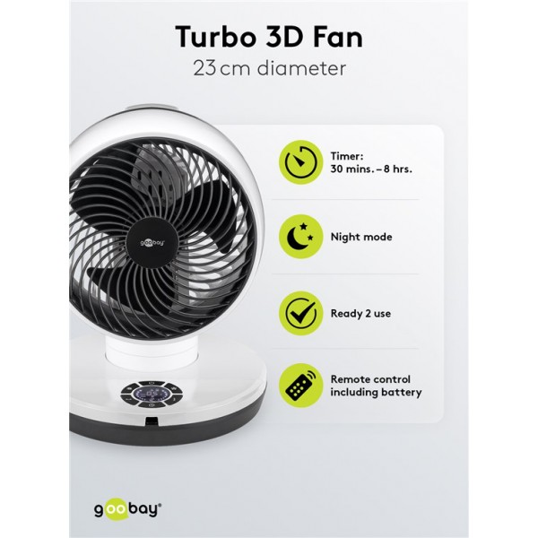 GOOBAY ανεμιστήρας δαπέδου 59515 με χειριστήριο, 23cm, 70W, λευκός