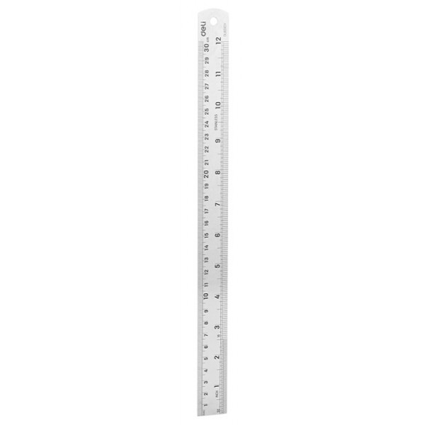 DELI μεταλλικός χάρακας DL8030Y, ανοξείδωτο ατσάλι, 12"/30cm, ασημί - Γραφική Ύλη