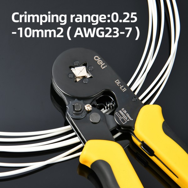DELI πρέσα ακροδεκτών καλωδίων DL-L11, διατομής 0.25-10mm², 180mm - Πένσες