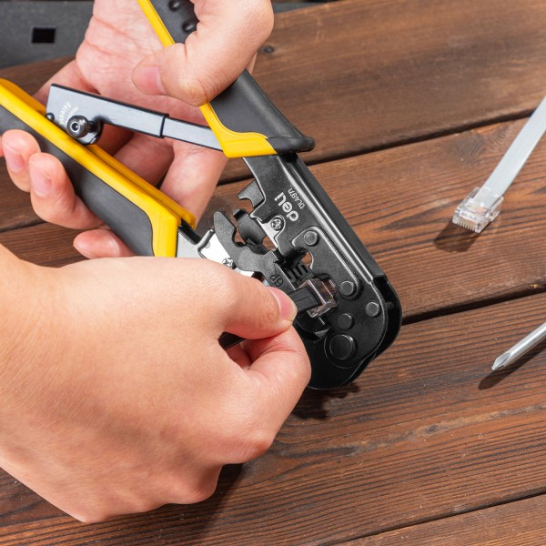 DELI πρέσα ακροδεκτών καλωδίων δικτύου DL4971, 4P/6P/8P, 200mm - Πένσες