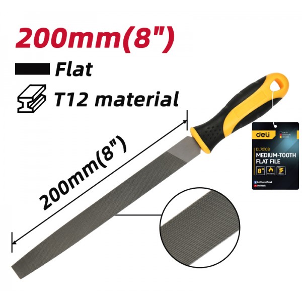 DELI λίμα πλατιά DL75108 με αντιολισθητική λαβή, μετάλλου, 200mm - DELI