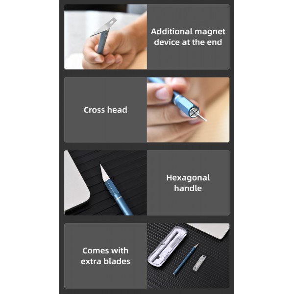 DELI κοπίδι χειροτεχνίας DL359201B με ανταλλακτικές λεπίδες, μεταλλικό, 149mm