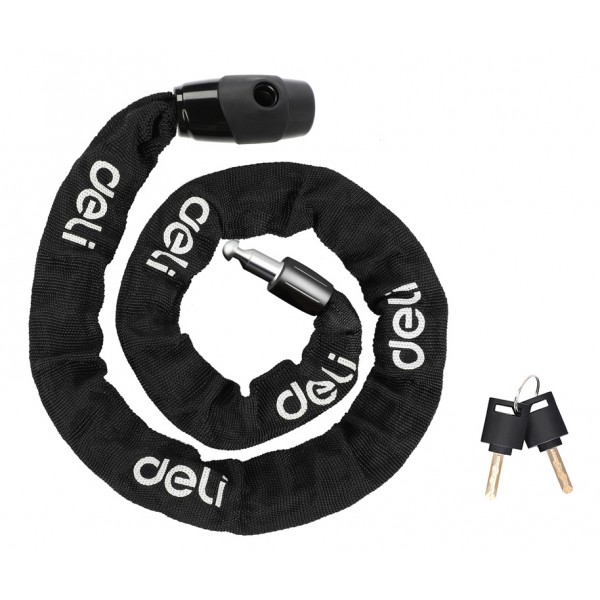 DELI κλειδαριά ποδηλάτου με κλειδί DL508021, Φ4mm, 1m, μαύρη - Λουκέτα - Κλειδαριές