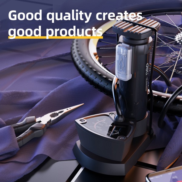 DELI τρόμπα ποδιού DL880003 με μανόμετρο, 140PSI, μαύρη - Αξεσουάρ Ποδηλάτου