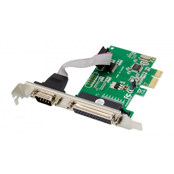 POWERTECH κάρτα επέκτασης PCIe σε serial & parallel ST39, WCH CH382L - Νέα & Ref PC