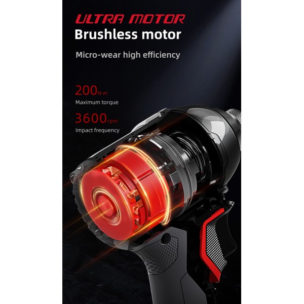 DELI παλμικό κατσαβίδι μπαταρίας DE-QZ20-1D2, Brushless, 20V, 2x 2Ah, 200N.m