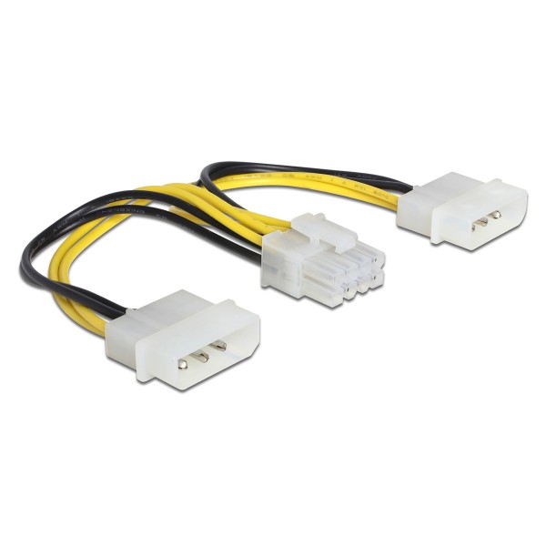 DELOCK καλώδιο 2x 4pin molex σε 8pin EPS 83410, 0.15m - Εσωτερικά PC