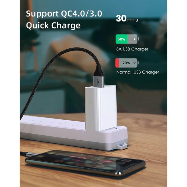 CABLETIME καλώδιο USB-C σε USB CT-C160-PU32-CMAMN1, 3A, 480Mbps, 0.25m, μαύρο - USB-C (Type-C)