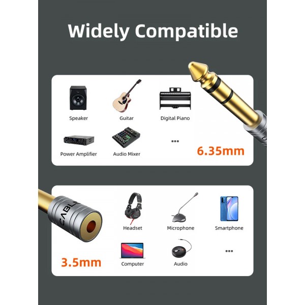 CABLETIME αντάπτορας ήχου 6.3mm σε 3.5mm CT-6M3F-AG, gold plated, γκρι