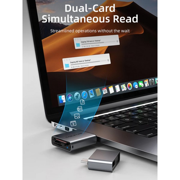 CABLETIME card reader CT-ACCD3-AG για SD & micro SD, USB 3.0, 5Gbps, γκρι