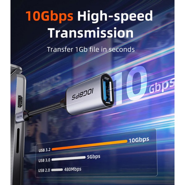 CABLETIME αντάπτορας USB-C σε USB CT-CMAF10-AGL, 10Gbps, γκρι - USB-C (Type-C)
