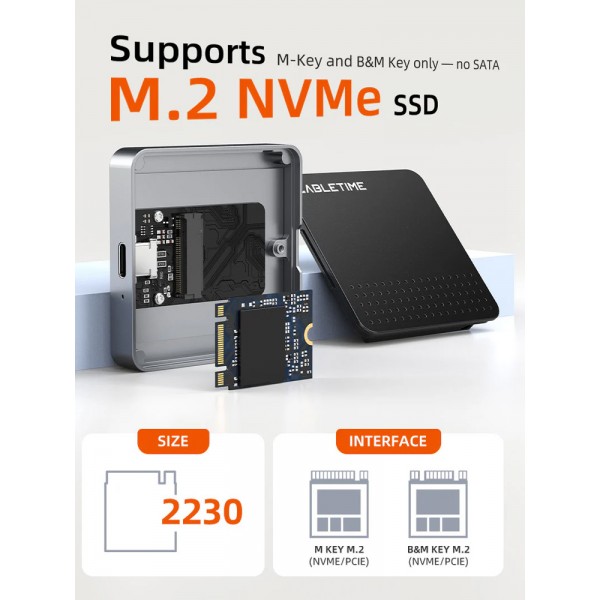 CABLETIME θήκη για M.2 NVME SSD CT-SSD04-AG, μαγνητική, 10Gbps, γκρι - Θήκες & Trays Σκληρών Δίσκων