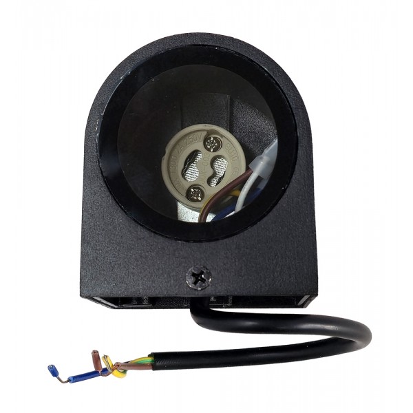 POWERTECH φωτιστικό τοίχου HLL-0187 για GU10 λάμπα, μεταλλικό, IP65, μαύρο