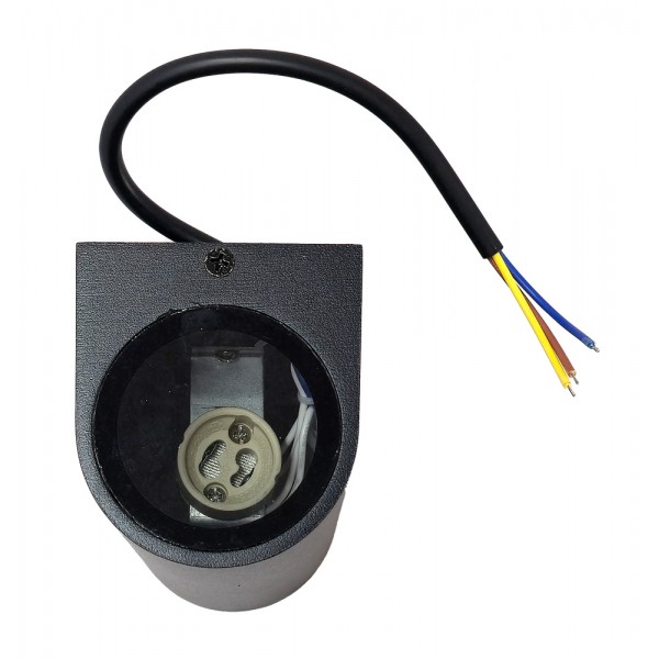 POWERTECH φωτιστικό τοίχου HLL-0188 για 2x GU10 λάμπες, μεταλλικό, IP65, μαύρο