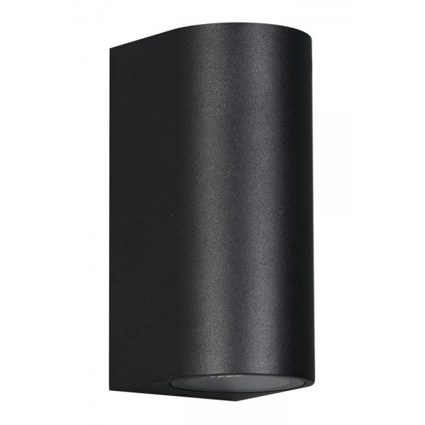 POWERTECH φωτιστικό τοίχου HLL-0188 για 2x GU10 λάμπες, μεταλλικό, IP65, μαύρο - Powertech