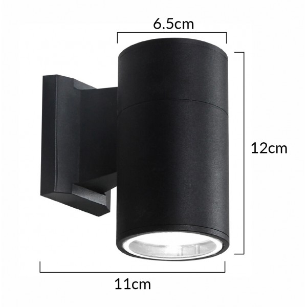POWERTECH φωτιστικό τοίχου HLL-0189 για GU10 λάμπα, μεταλλικό, IP65, μαύρο