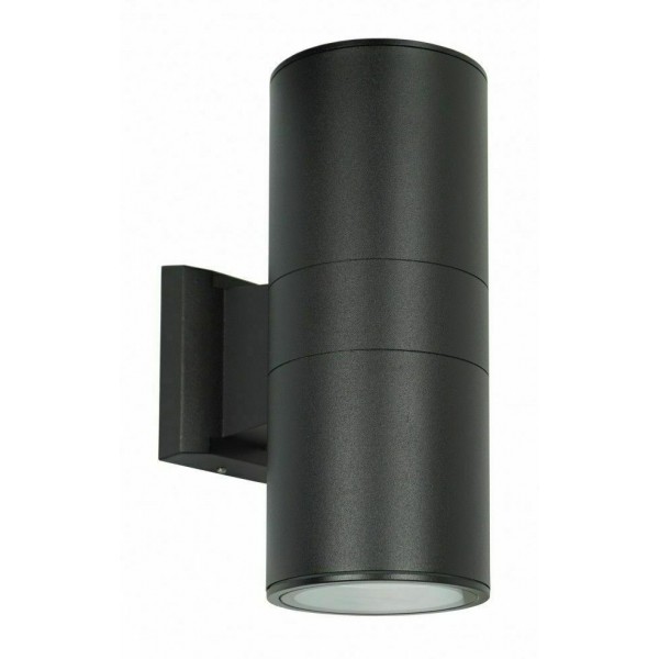 POWERTECH φωτιστικό τοίχου HLL-0190 για 2x GU10 λάμπες, μεταλλικό, IP65, μαύρο - Powertech